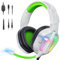Krysenix PG2 RGB Gaming Headset für PS4, PS5, PC, Nintendo Switch, Xbox, Headset mit Mikrofon, Gaming Kopfhörer mit Mikrofon, Noise Cancelling Kopfhörer mit 3.5mm Klinke Weiß/Grün