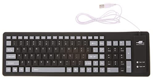 WOFASHPURET 1pc Key Foldable Silicone Keyboard Portable Usb Silicone for Dust and Water Lightweight and Design Black