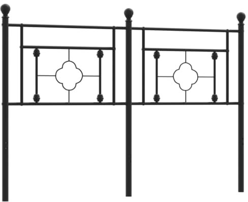vidaXL Kopfteil, Bettkopfteil mit Metallbeinen, Betthaupt für Bett Metallbett Doppelbett, Bettzubehör Schlafzimmer, Schwarz 140cm Metall