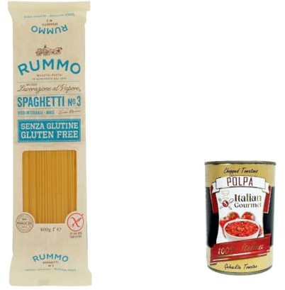 Italian Gourmet Pasta Spaghetti n. 3 glutenfrei, italienisch, 20 x 400g | Senza glutine, ohne Weizen; trafilata per primi piatti, kocht bissfest und, Gesamtnettogewicht 8 kg + Kostenlos Polpa 400g