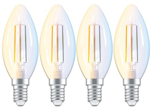 ANTELA Alexa Glühbirne E14 C35 4,5W 470LM, Smart Kerzen WLAN LED Dimmbare Birne Lampe, App Steuern Kompatibel mit Google Home, Warmweiß (2700K) Kaltweiß (6500K) Licht, 4PCs