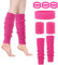 Puedno 80er Jahre Neon Pink Beinwärmer Set, Schweißband Set, Strümpfe Haarband Stulpen 80er 90er Jahre Accessoires für Damen