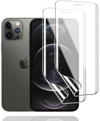KoasVonson Películas de Hidrogel para iPhone 12 iPhone 12 Pro, 2 Piezas Protectores de Pantalla de TPU Flexible HD Transparente, Compatible ID de Huellas Digitales [no vidrio templado]