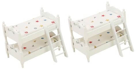 Toyvian 2 Stück Puppenhaus Etagenbett Mini Puppenbett Mini Etagenbett Mini Etagenbett Mini Zubehör Schlafzimmer Miniatur Möbel Ornament Mini Möbel Modell