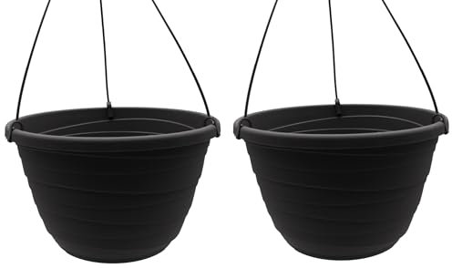 The HC Companies Pot de Fleurs Suspendu, Noir, 33 cm