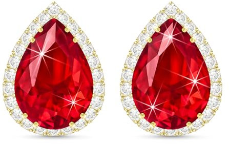 Linawe Rote Ohrringe Stecker Damen, Ohrhänger Ohrstecker Jewelry Gold, Schmuck Set Hypoallergene Goldene Ohrringe, Nickelfreie Diamanten Goldschmuck