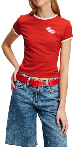 Karl Lagerfeld Jeans Cap Sleeve Top, Women, Red, Top