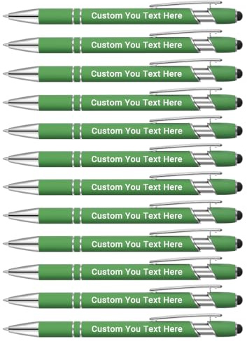 Zoonnis 12 Stück personalisierte Kugelschreiber mit Stylus-Spitzen für Geschäft, personalisierbar, gravierter Stift in Großpackung für Damen und Herren, mit Namentext, personalisierter Stift,