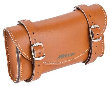 MVTEK Borsa sottosella vintage. Borsa da sella per bici 16x8,5x3,5cm. Borsa da sella bicicletta in ecopelle color cuoio elegante. Borsa da sella per ciclismo made in Italy. Accessori bici vintage.