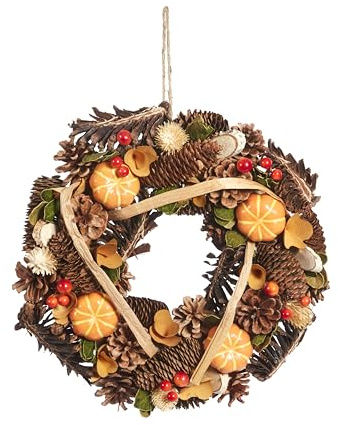 Smart Garden Autumn Wreath with Pumpkins Berries and Pinecones 30cm Autumn Wreath Decoration Pumpkins Themed Décor Prop Hanging Decoration Autumnal Perfect for Home Living Room Front Door