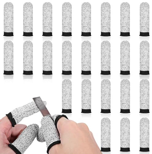 JIYIN 24 piezas dedales resistentes a cortes, guantes resistentes a cortes, protección para los dedos, dedil antideslizante para jardines, cocinas, esculturas