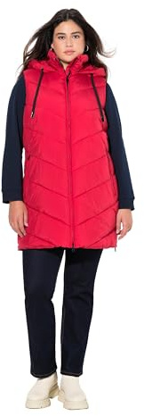 Ulla Popken Damen große Größen Übergrößen Plus Size HYPRAR Long-Steppweste, wasserabweisend, 2-Wege-Zipper salsa 62+ 834842510-62+
