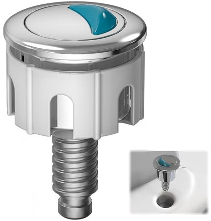 Toilet Flush Button 1 Pack Toilet Flush Buttons Replacement Push Button Toilet Flush Simple Installation Flush Button Toilet Push Button Toilet Button Suitable for Bathroom and Toilet (Silver)