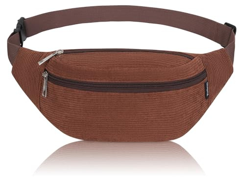 Bauchtasche Herren und Damen stylische Gürteltasche für maximalen Stauraum 3 Fächer jeweils mit Reißverschluss für alle Aktivitäten geeignet Reise (Braun)