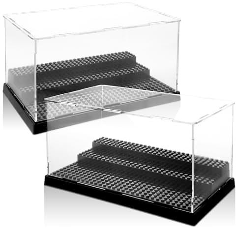 LDHHYH 2 Stück Acryl Vitrine 3-Schicht, 25x15.5x14CM Blöcke Schaukasten, Schwarz Acryls Schaukasten Vitrine, Transparente, Staubdichte Acryl-Displaybox für Figur Spielzeug Sammlung