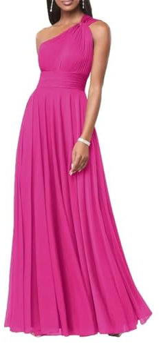 Vestidos de dama de honor de gasa para mujer, sin tirantes, formal, vestidos de fiesta de noche, vestidos de cóctel, talla grande, fucsia, 46