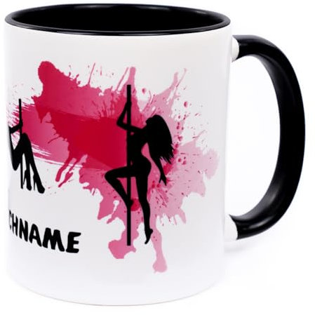 Pole Dance Tasse mit Namen personalisiert Geschenk für Poledance Tänzerin Geschenkidee Tanz Zubehör Fitness Accessories Essentials Equipment Damen Frauen Deko Gadget Becher Kaffeetasse Keramik 330 ml
