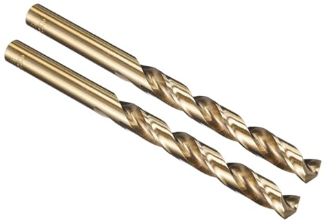 PATIKIL 9mm Drill Bit M35 Cobalt 5% High-Speed Steel 2 Pack | Jobber Straight Shank 135° Gold Finish for Stainless Steel Hard Metal