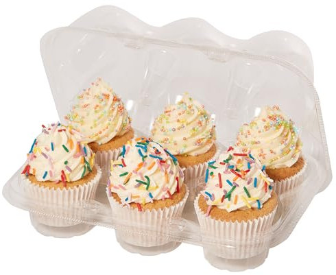 PME Pack of 3 Reusable Plastic Cupcake Container Carrier Boxes (6 cavities)
