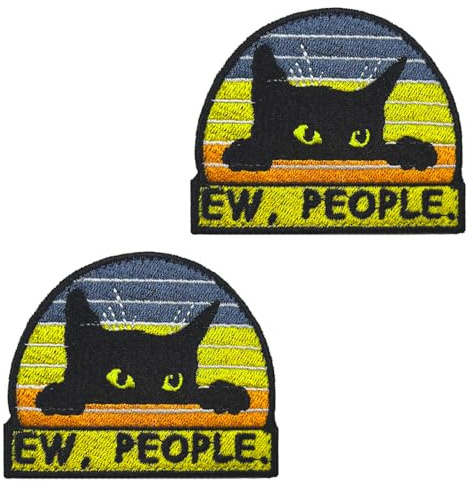 2 Stück EW,PEOPLE/EW,MENSCHEN Flagge Patch Hook & Loop Nylon Stickerei Abzeichen Lustiger Katze Taktische Militärisch Aufnäher Applikation für Hut Jacke Jeans T-Shirt Rucksäcke Weste Kleidung