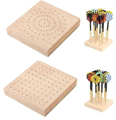 PONGH Darthalter Holz Dartpfeile Halterung, 2 Stück Löcher Dart Aufbewahrung Dartpfeile Halterung, Dart Ständer Geeignet für Jede Art von Dartscheibe Passend Steeldarts und Softdarts