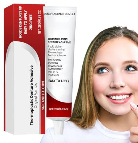 Zahnfleischkleber, Zahnersatz -Lösung, unsichtbare Reliner -Creme, unsichtbare Formel, einfach zu bewerben, 3.2x3.2x11.8 cm, perfekt für den täglichen Gebrauch, um Prothesen zu sichern