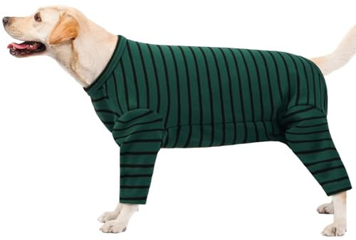 Warm Fleece Dog Coat, Cozy Dog Body Warmer Full Body Suit Fleece Onesie with Legs(Green, 2XL)
