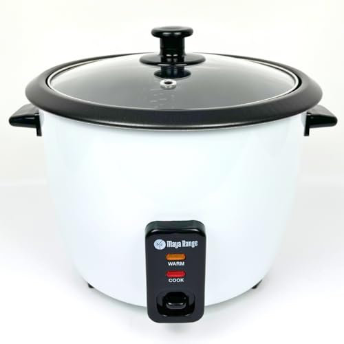Maya Range Electric Rice Cooker & Steamer - 0.8L (3-4 Cups) Keep warm function, Removable non stick bowl, Easy to clean, measuring cup & spoon inc, Energy saving 350W