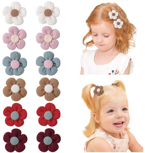 Dooboi 12 Stück Baby Haarspangen 1,77 Zoll Baby Blumen Haarspange