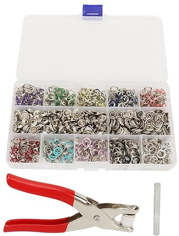 Snap-Taste-Verschlussen-Kit, 5 Klauen Metallschnalle-Werkzeug-Set, 200 Sets Snap Forderers Kit, No-Sew Drücken