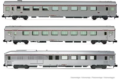 ARNOLD HN4501 SNCF, N Gauge Locomotive | 3-unit pack TEE Mistral Nice-Paris, Arux + A8u + AD4tux, silver, Epoch IV, 1:160 Scale, Model Railway for Collectors