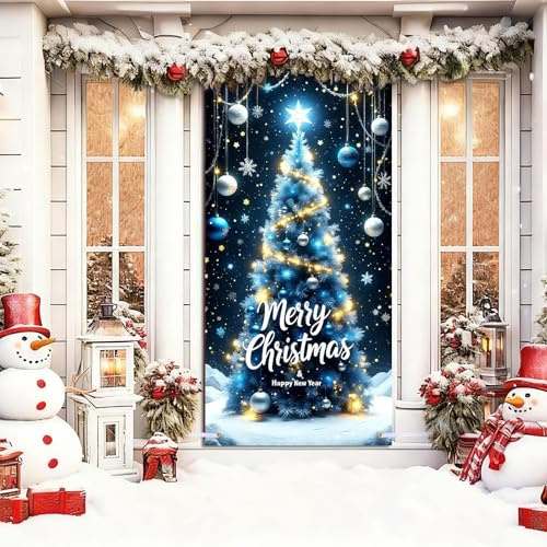 ZoneYan Türbezug weihnachten, 180 * 90 Weihnachten Türabdeckung Dekoration, Weihnachten Hängend Tür Banner, Weihnachtsdeko Tür Abdeckung, Weihnachts Türbanner (A)