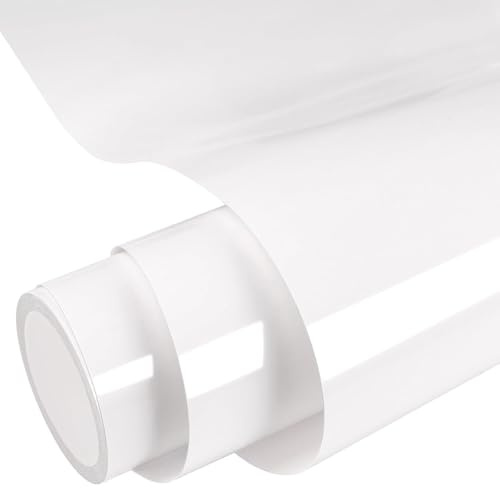 White Permanent Vinyl Roll 12 x 48, Glossy Adhesive Vinyl for Cricut and Cutting Machines, Waterproof Permanent for Outdoor Decor, Mugs, Car Decals, Stickers, Scrapbooking & Signs