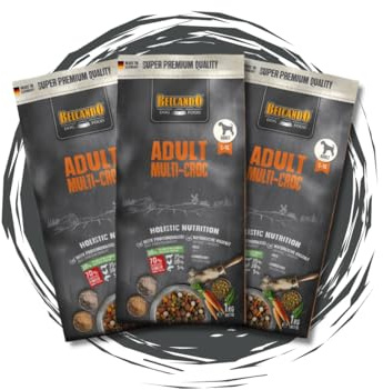 Belcando Adult Multi Croc - 3x1kg -Trockenfutter Bundle für ausgewachsene Hunde – Mit Geflügel, Reis, Gemüsechips & Soßenfunktion – Hoher Fleischanteil – Für Normale Aktivität – Made in Germany