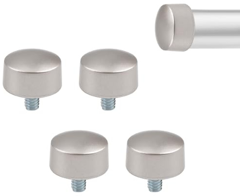 UFURMATE Vorhang-Endstücke, runde Endstücke für Gardinenstange mit Schrauben, Kunststoff, zylindrisch, Ersatz-Kopfkappen für 19 mm Durchmesser, Silberfarben, 4 Stück