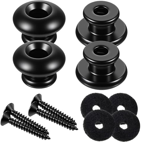 4 Sets Gitarrengurt Knopf Ohne Bohren Straplocks Guitar Metallgurtknöpfe Endstifte Gitarrengurt Fixateur Security Locks Gitarrengurtknöpfe Zubehör Für Gitarre Bass Ukulele (Schwarz)