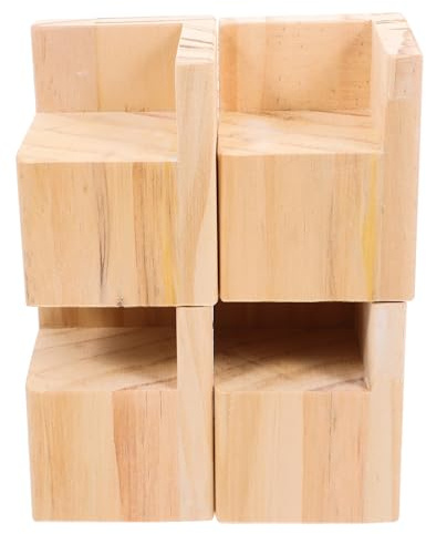 IWOWHERO Blocs de Levage de Meubles 4 Pièces en Bois Khaki, Stabilité | Rehausseur Pied de Table, Lot Empilable, Montage Facile, Style Minimaliste Élégant