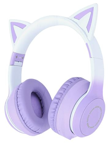 Yctze Gaming Headset, LED Light Effects Headset, Stereo Sound with 7 Colors 4 Modes Touch Control, 3.5mm AUX, 40mm Speakers, Detachable Mic, Adjustable Headband, Ideal for PC (Purple)