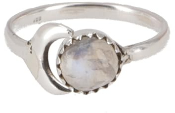Filigraner Silberring mit Edelstein, indischer Sonne/Mond Ring, Mondstein