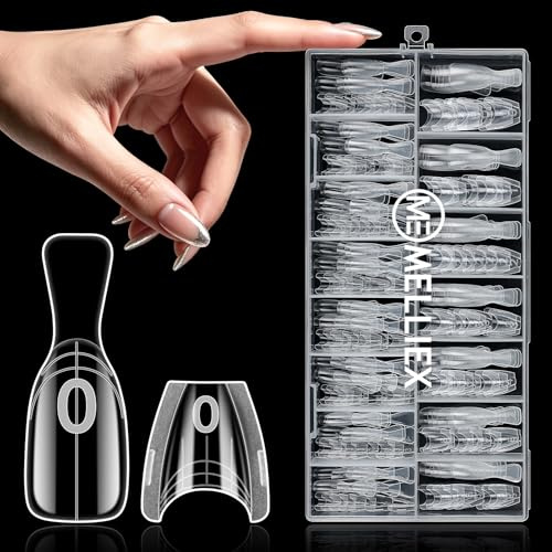 MELLIEX 240 Pièces Popit Ongle Sandwich, Faux Ongles Conseils de Extension 15 Tailles, Durable Réutilisable Sandwich Dual Form Kit pour DIY Salon（Circulaire）
