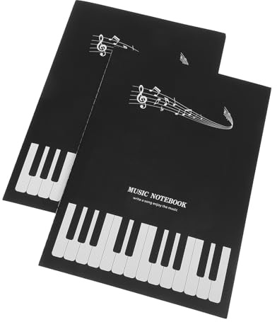 YARNOW Carnet de Partitions Musicales Noir 2 Livres 16 Pages A4 Papier pour Composition et Pratique, Design Compact et Organisation Pratique pour Étudiants et Musiciens