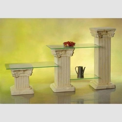 Regal Barock Säulenregal TV Regal Glas Crem Silber
