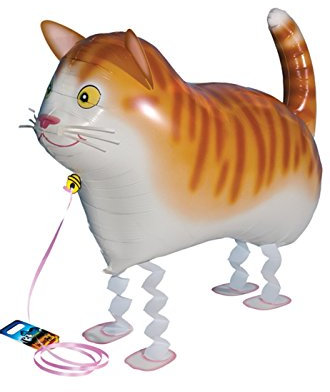 Kopper-24 Airwalker Ballon Katze - laufendender Tier Luftballon Helium Walking Folienballon Deko für Kinder Geburtstag Party Hochzeit Kinder Geschenk JGA Dekoration Tierballons Laufen