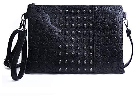 EVEOUT Borsa a tracolla da donna con decorazioni teschio punk,Borsa a tracolla in PU gotiche di teschi Borsa a mano con catena