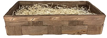1x Holzkorb braun Naturgras Präsentkorb Geschenkverpackung