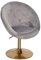 Wohnling Loungesessel Samt Grau/Gold Design Drehstuhl, Clubsessel Polsterstuhl mit Rückenlehne, Drehsessel Cocktailsessel Lounge, Sessel mit Stoffbezug