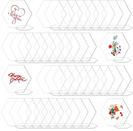 40 transparente Acryl-Platzkarten, durchsichtig, sechseckig, Tischständer, Sitzkarten, blanko, Plexiglas-Zahlenschild-Halter für Hochzeit, Blanko-Platte, Sitztafel, Dinnerpartys, Gastname (10 cm)