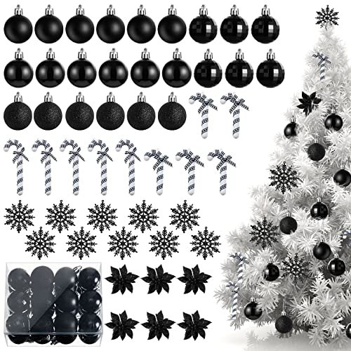 Harrycle 50 Stück Weihnachtskugeln Weihnachtsbaumschmuck Bruchsicherer Kunststoff Christbaumschmuck mit Aufhänger Set Plastik Plastik Weihnachtsdeko Weihnachtsbaum Dekoration für Weihnachten Party