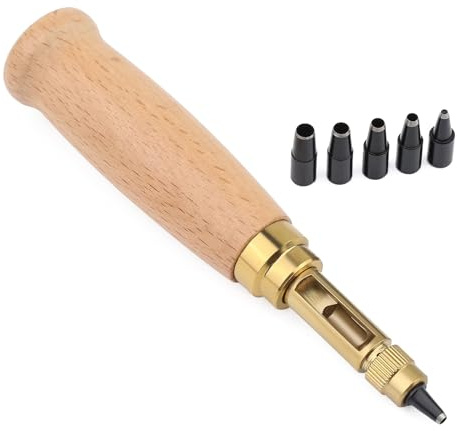Mnuizu Japanese Adjustable Leather Screw Punch with 1.5-4mm Hole Punch Tips