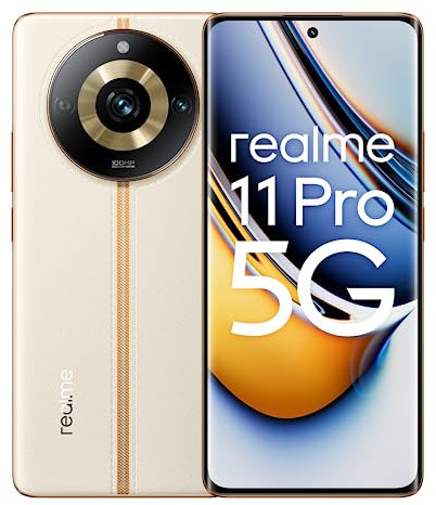 realme 11 Pro 5G 8+128GB Smartphone, Pantalla de visión curva de 120 Hz, Cámara ProLight OIS de 100 MP, Gran batería de 5000 mAh, Carga SUPERVOOC de 67 W, Beige amanecer, Versión española